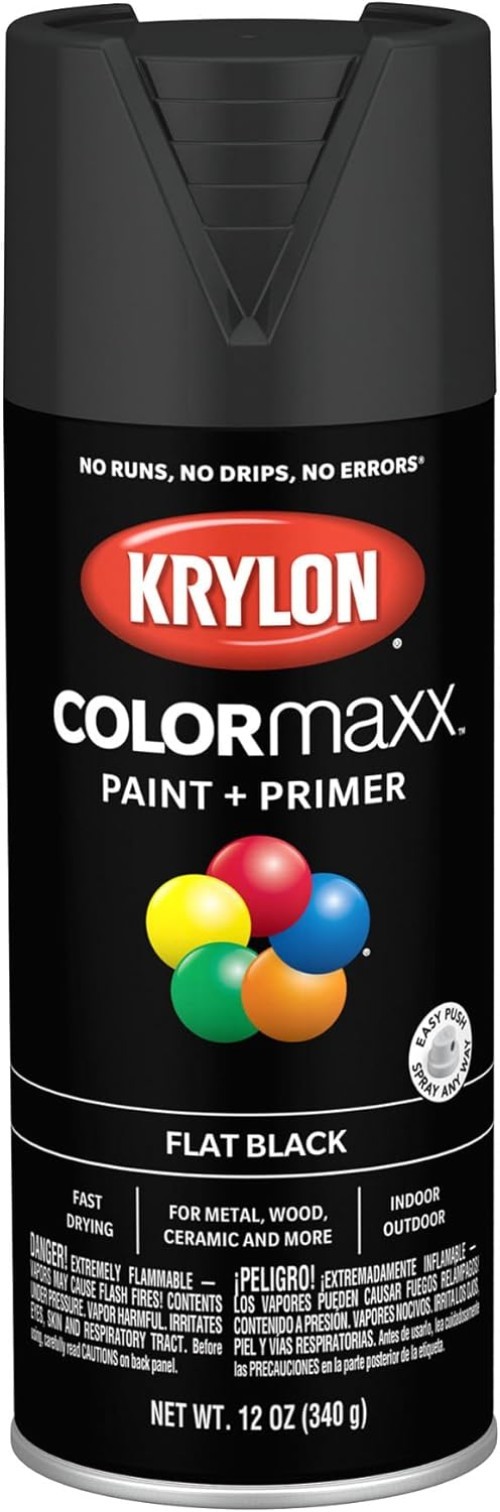 ColorMaxx 12 Oz Black Flat Spray Paint – Fast-Drying & Rust Resistant