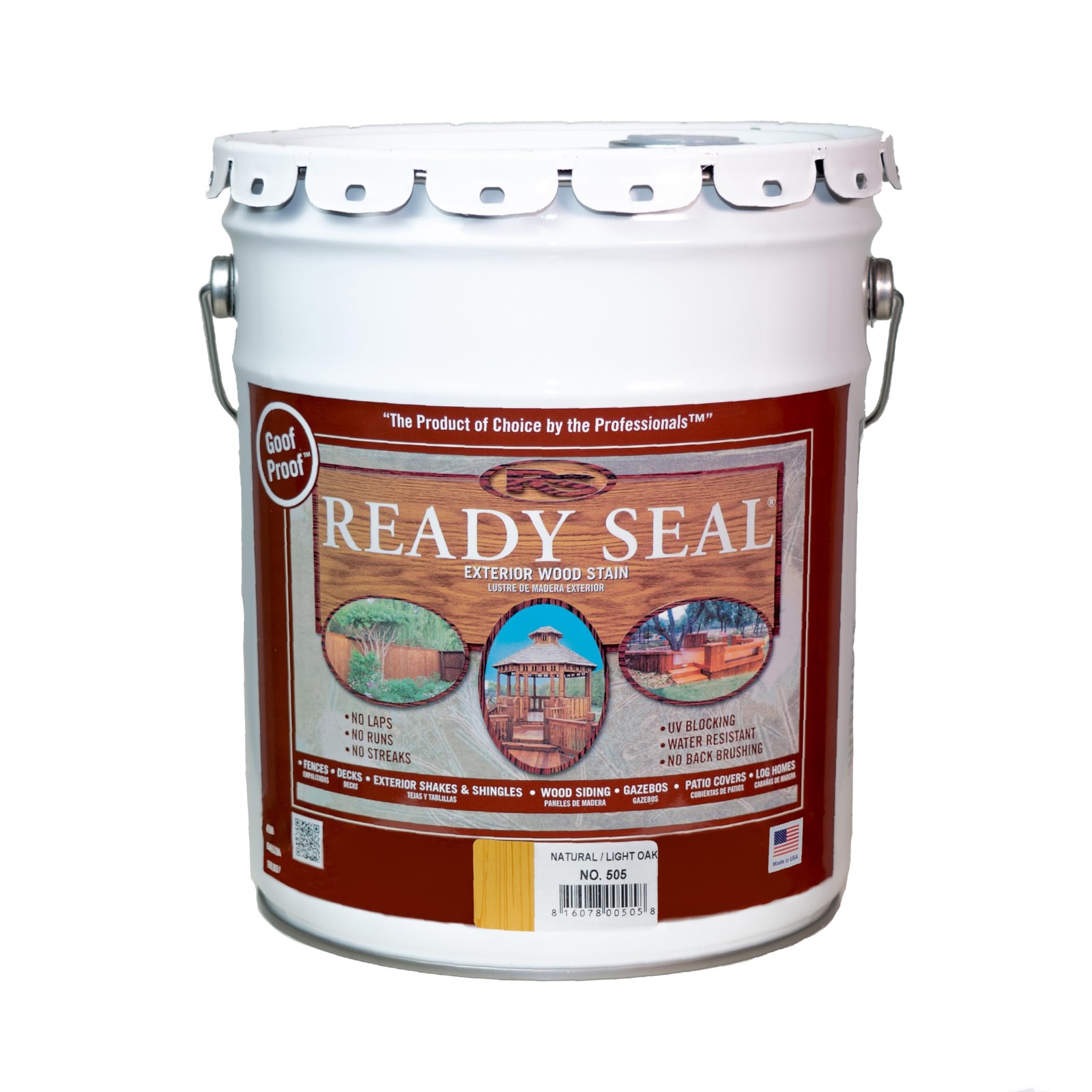 7966104 5 gal Pail Exterior Wood Stain & Sealer, Light Oak