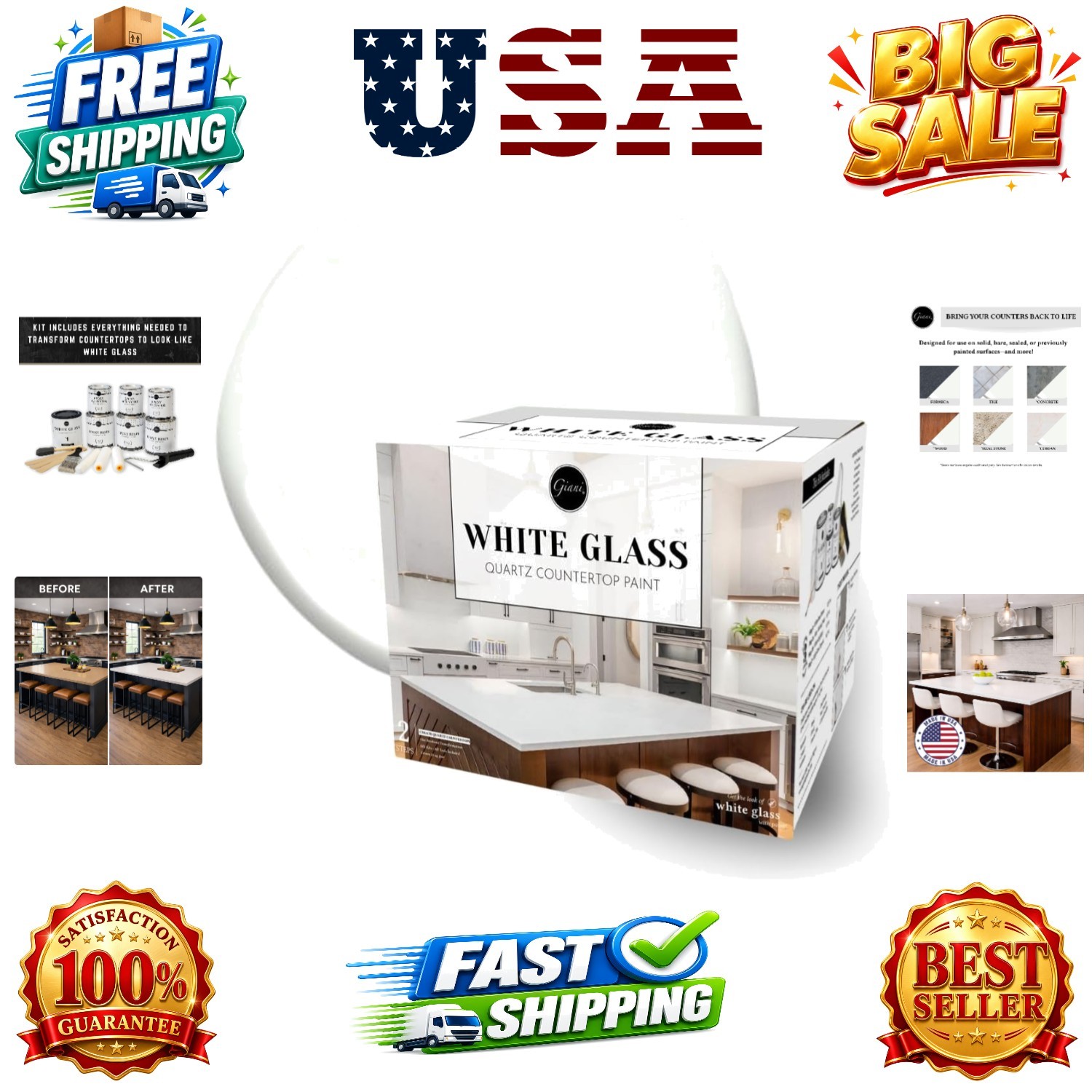 Easy Epoxy Quartz Countertop Paint Kit White Glass