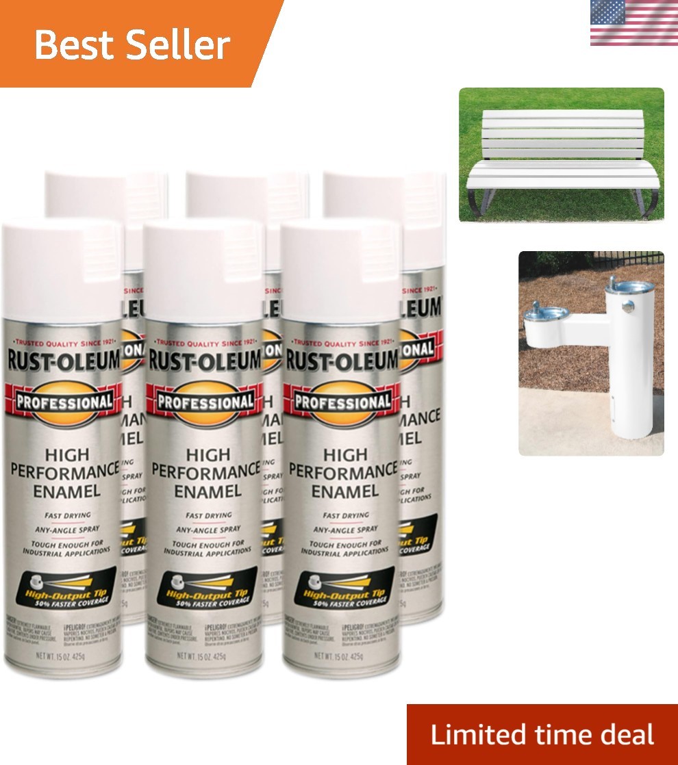 6PK Professional High Performance Enamel Spray Paint, 15 oz, Semi-Gloss White…