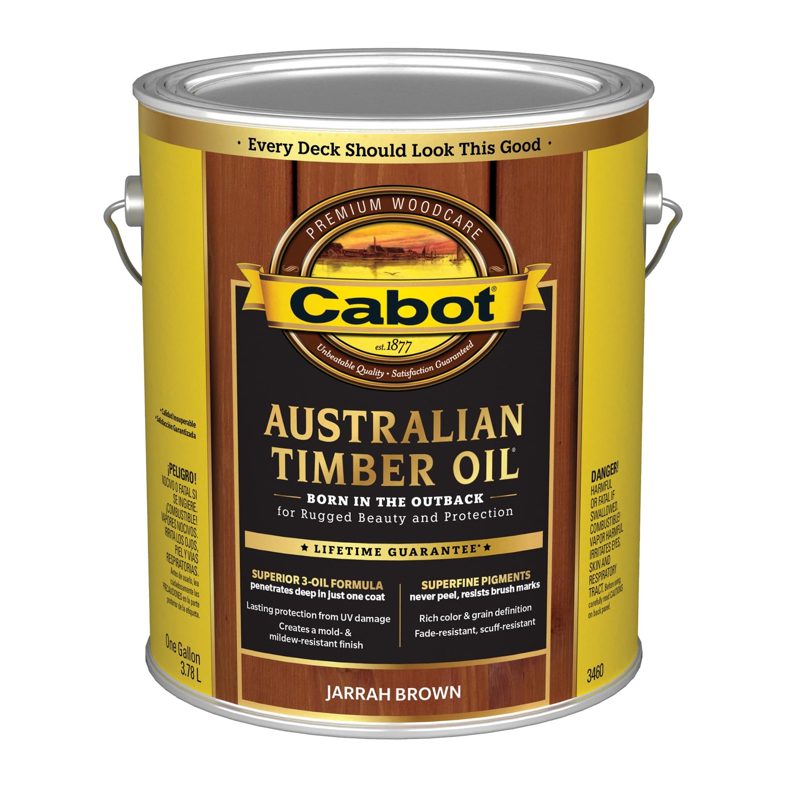 Cabot Australian Timber Oil Wood Stain and Protector, Jarrah Brown, 1 Gallon