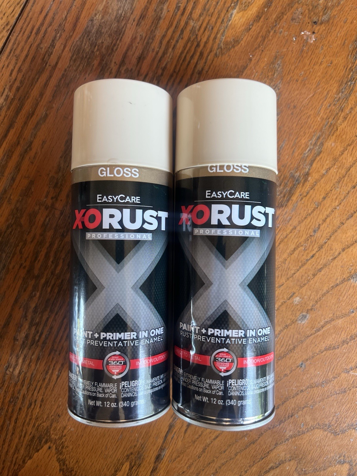 X-O Rust Gloss Enamel Paint+Primer Spray Paint- Almond color 2 cans