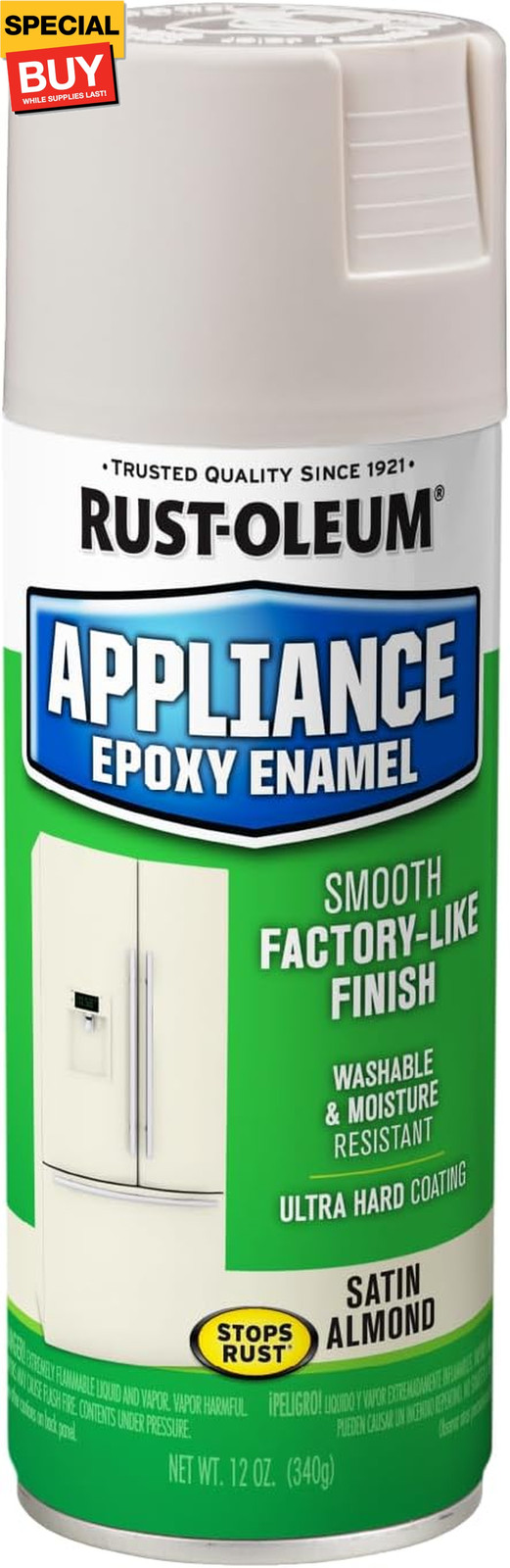 7882830 Specialty Appliance Epoxy Spray Paint, 12 oz, Almond