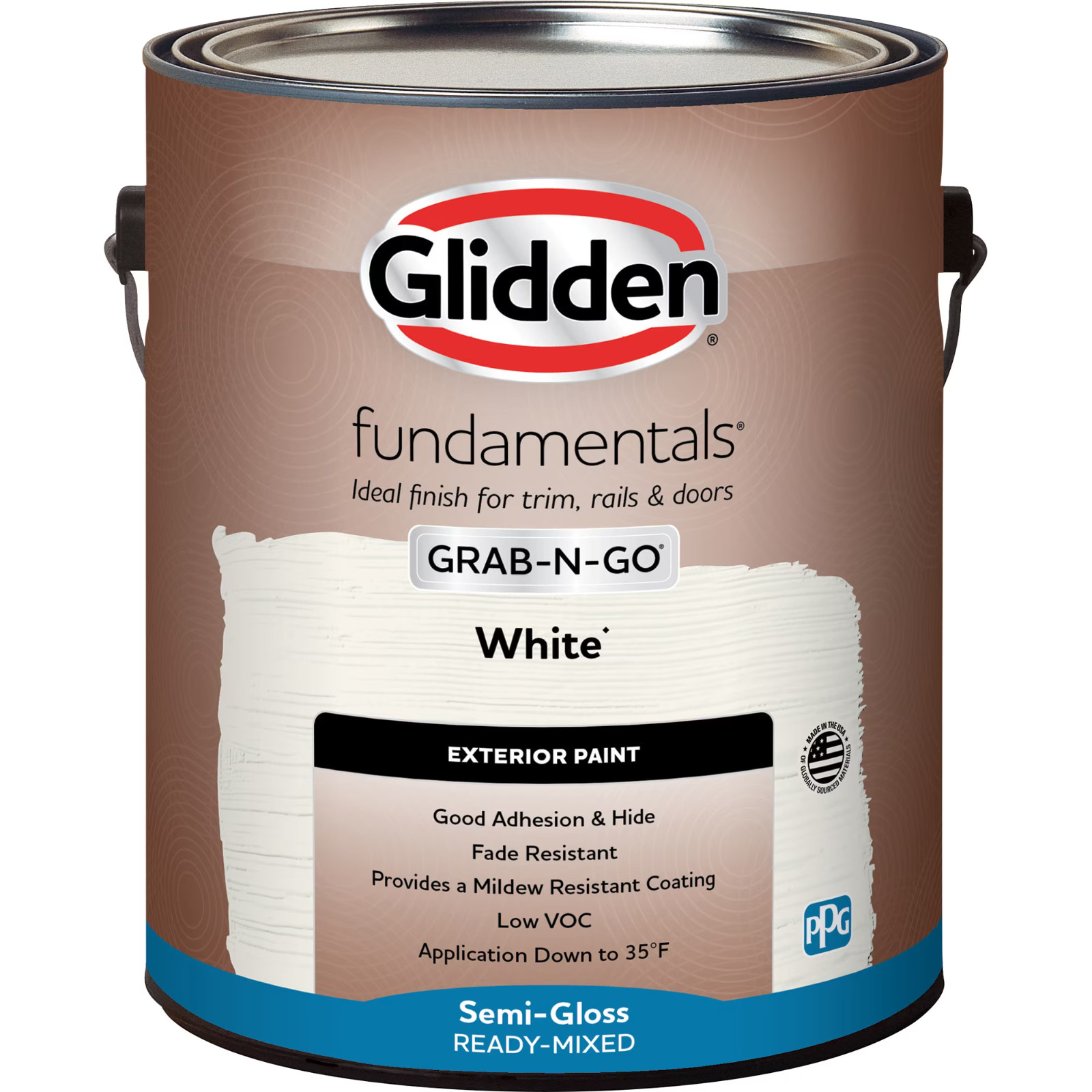 Glidden Fundamentals Grab-N-Go White Semi-Gloss Exterior Paint, 1 Gallon