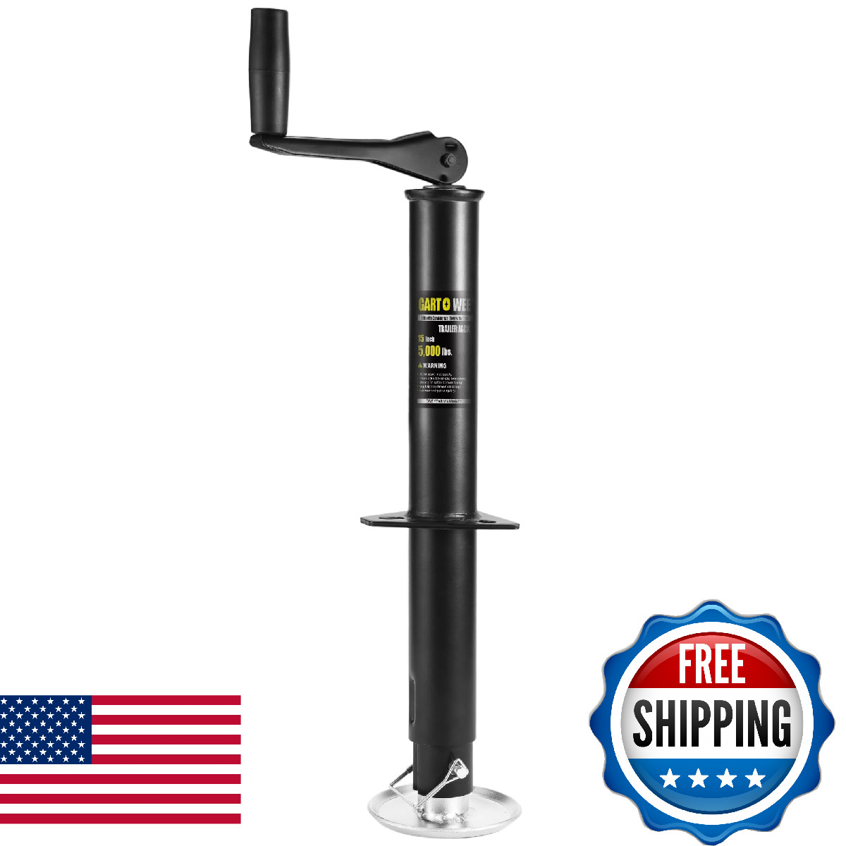 Gartowee 5000 Lbs A-Frame Trailer Jack 15 Vertical Travel Adjustable Drop Leg