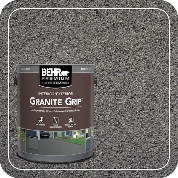 1 Gal Concrete Floor Paint Coating Gray Granite Non-Slip Garage Driveway Patio