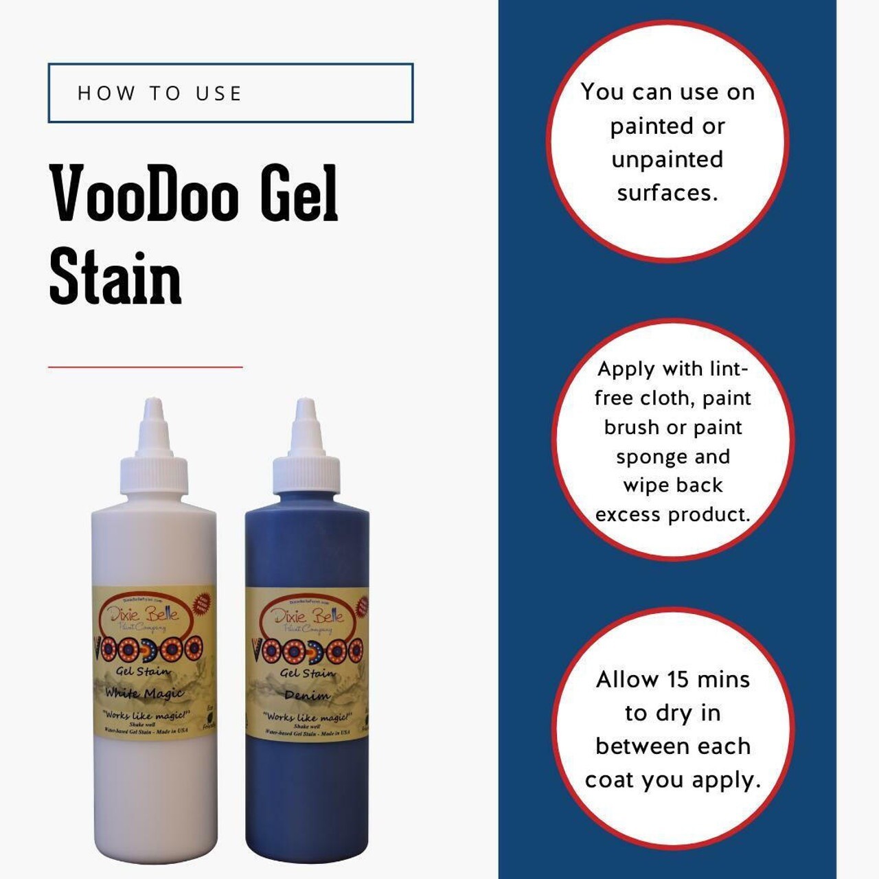 Dixie Belle Voodoo Gel Stain Water based, w/ Free blue sponge for application