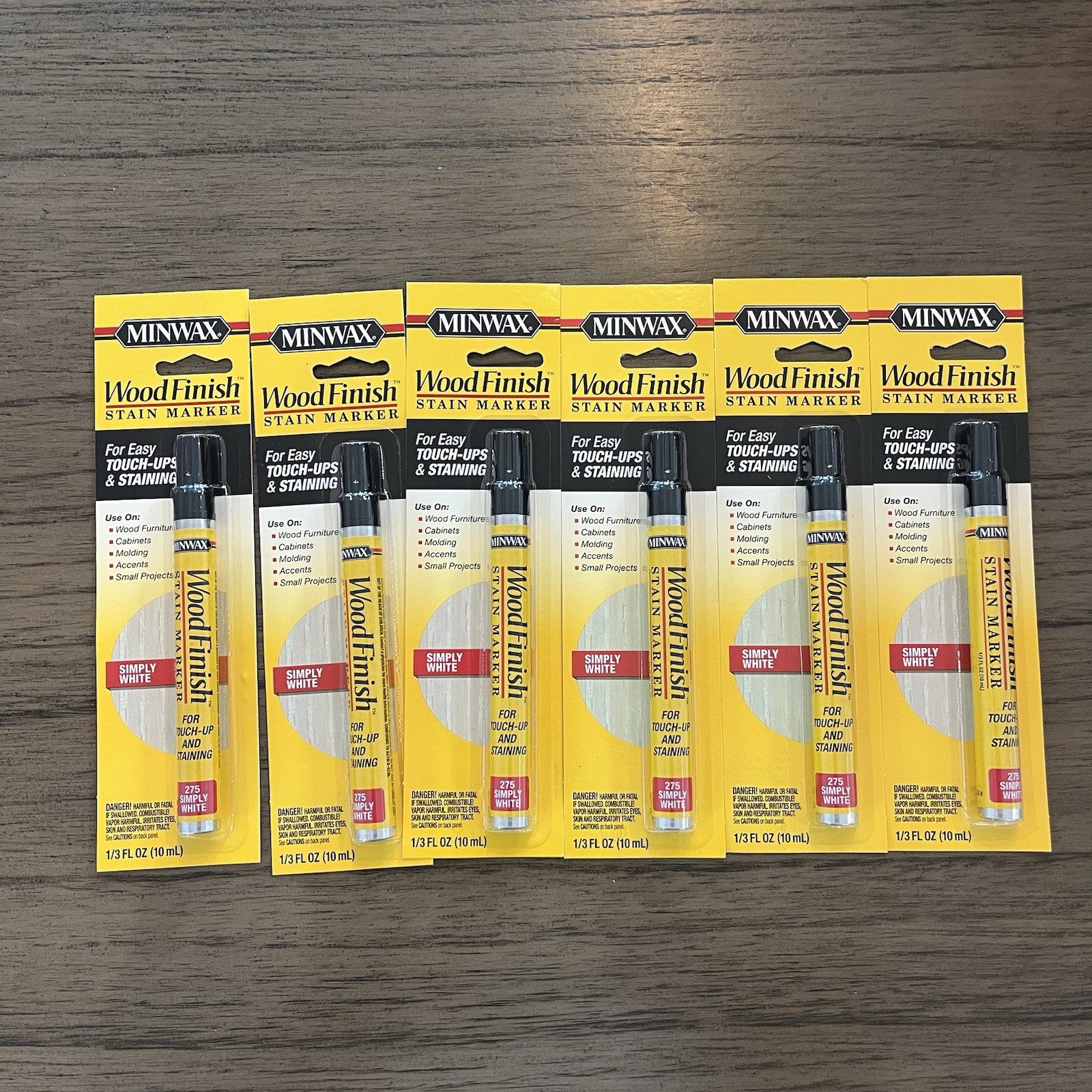 6 Pack Minwax Wood Finish Stain Marker Easy Touch Ups Simply White 10ml