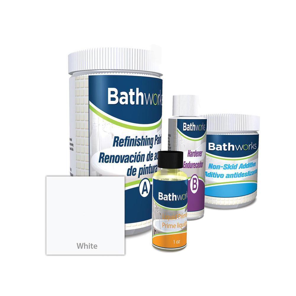 Bathtub Refinish Bathworks Complete Kit in White Slip Guard Glossy Durable Resin