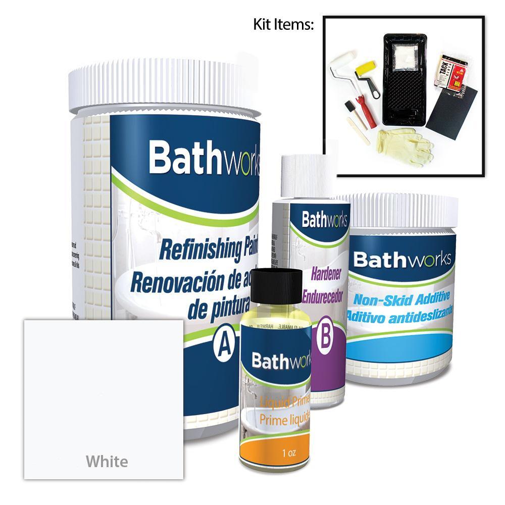 Bathtub Refinish Bathworks Complete Kit in White Slip Guard Glossy Durable Resin
