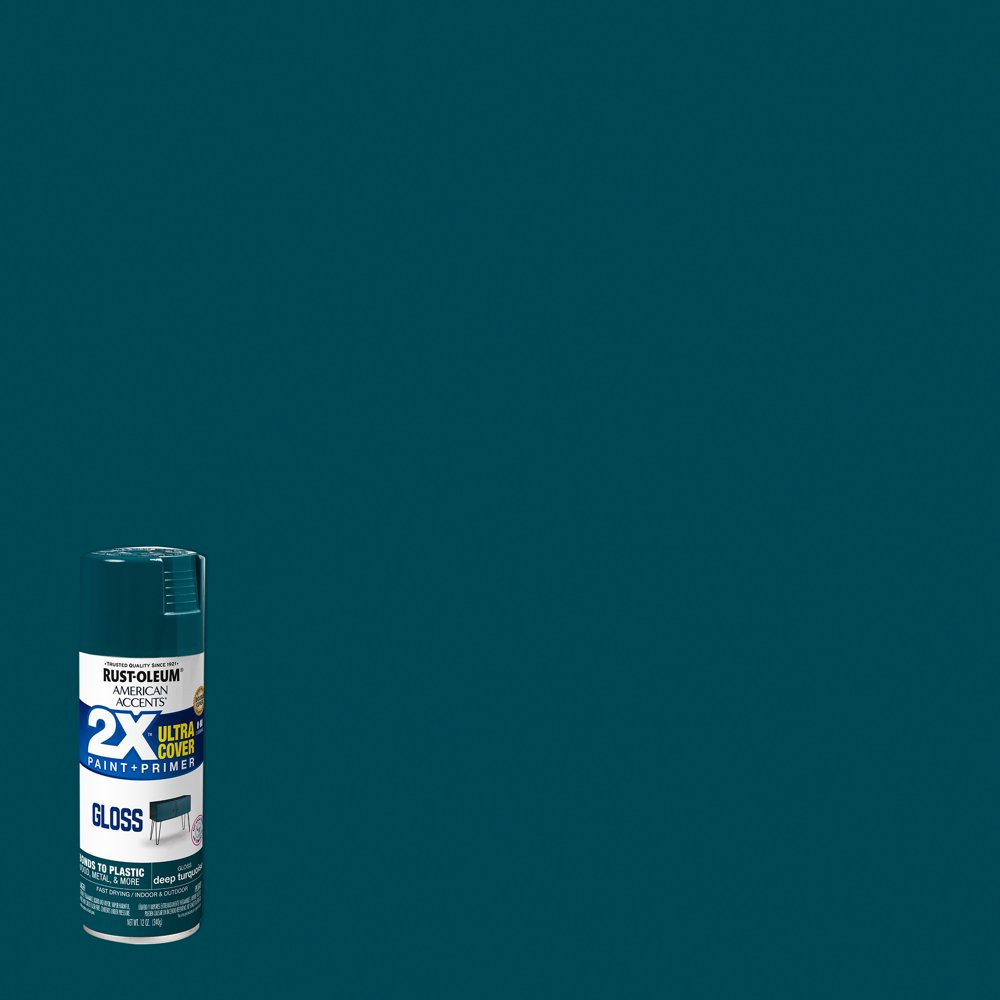 Multi-Surfaces 2X Ultra Cover Gloss Deep Turquoise Spray Paint Shiny Smooth Look
