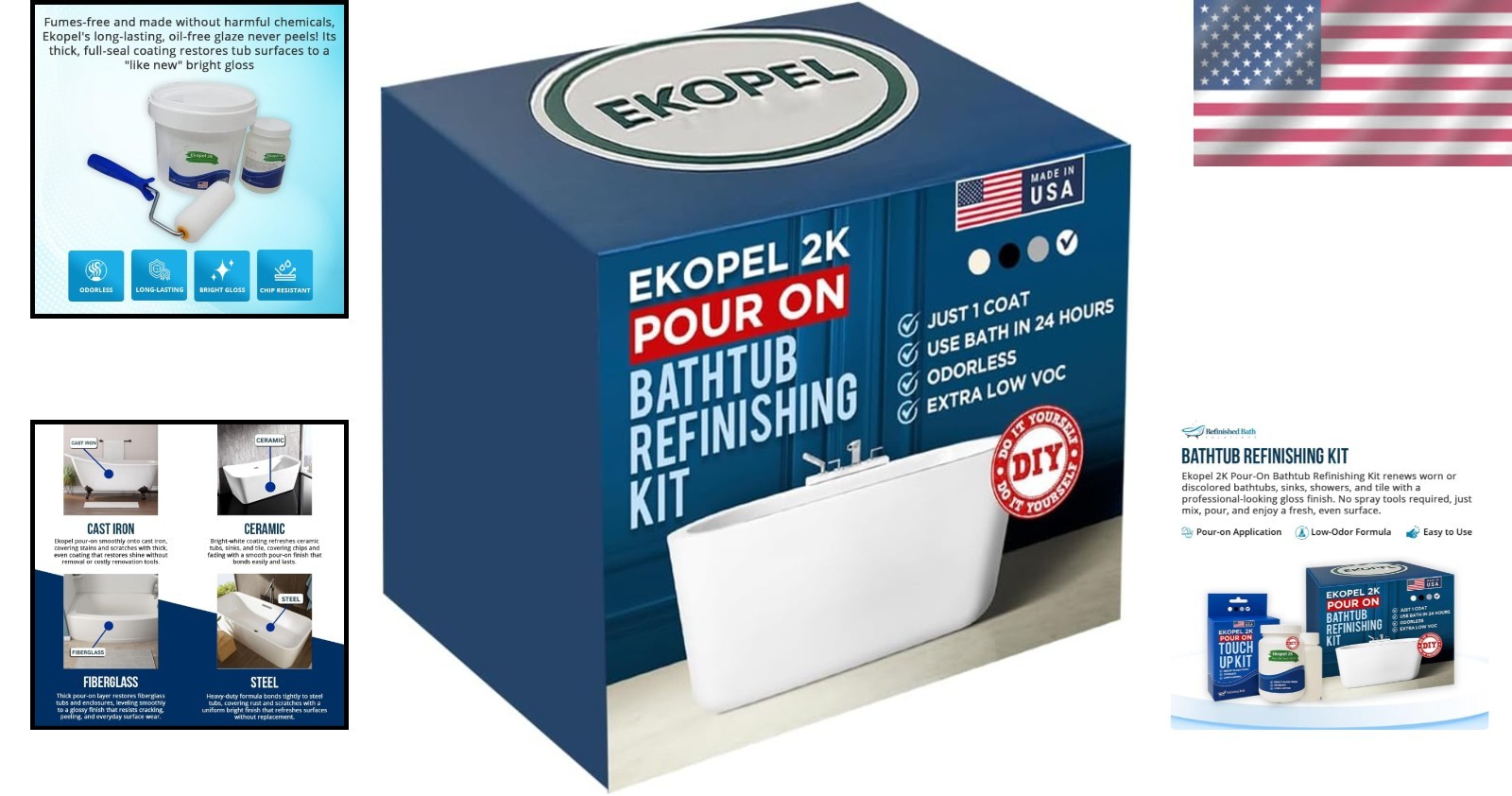 Comprehensive Ekopel 2K Bathtub Refinishing Kit – Odorless, Lasting Finish