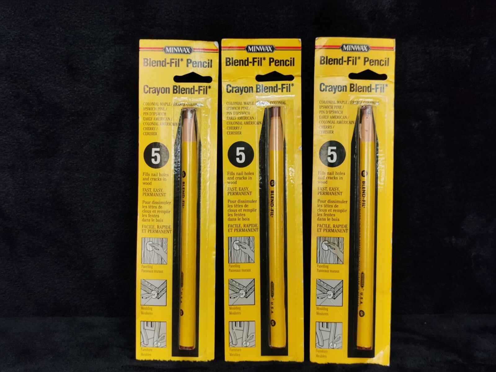 Lot of 2 Minwax Blend-Fil Wood Repair Pencil Set Colonial Maple Cherry #5