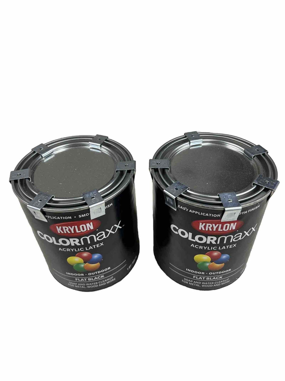 KRYLON COLORMAXX Acrylic Latex Indoor/Outdoor Flat Black, 1-Quart Each (2 PACK)