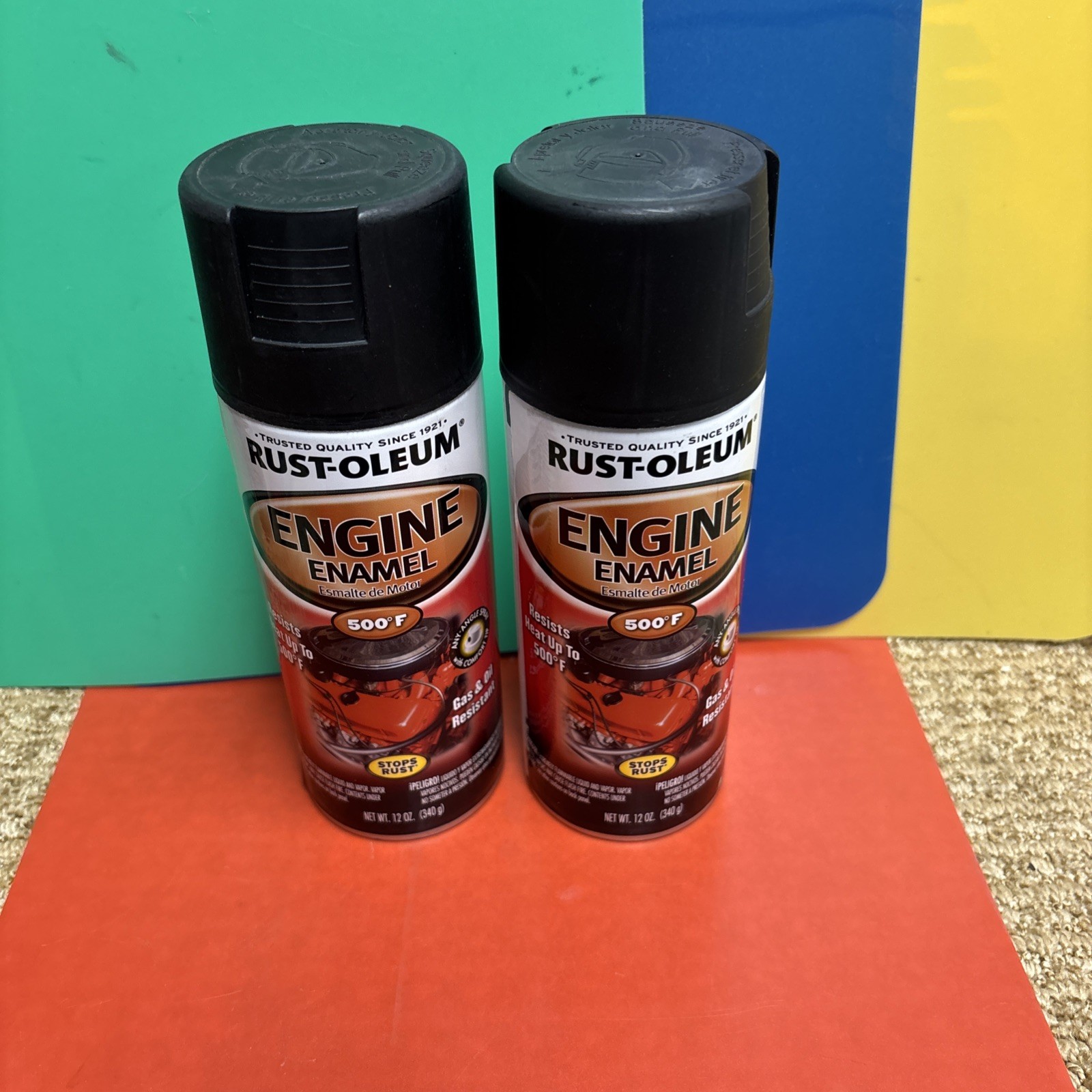 2 Pack- Rust-oleum Low Gloss Black Engine Paint 500 Degree