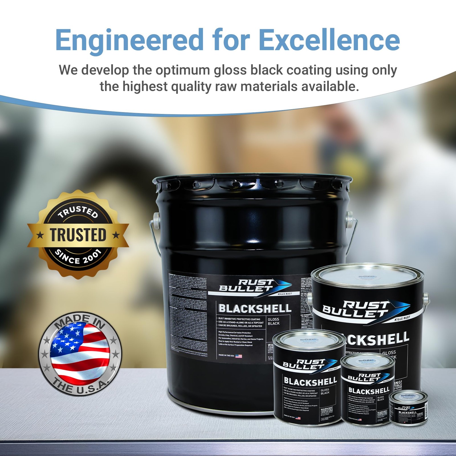 RUST BULLET BlackShell – Gloss Black – 4 Oz – Corrosion Preventive Coating,…