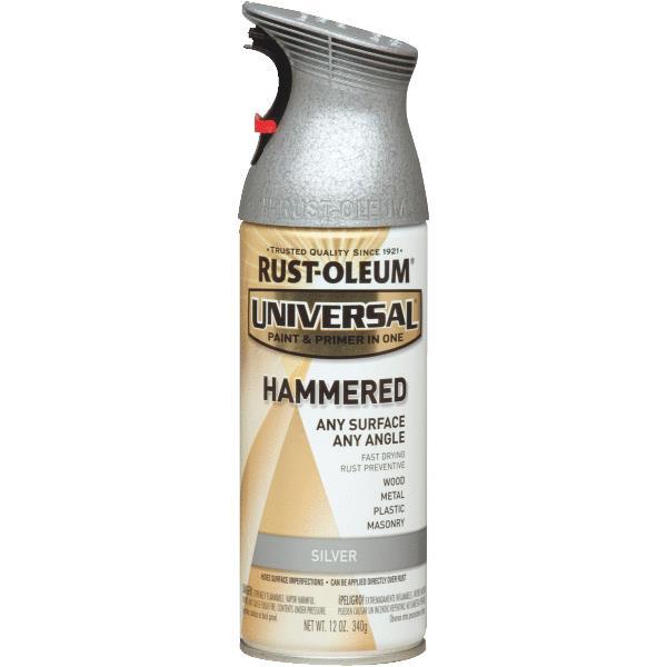 (6)-Silver RustOleum Universal All-Surface Hammered Gloss Spray Paint 245219