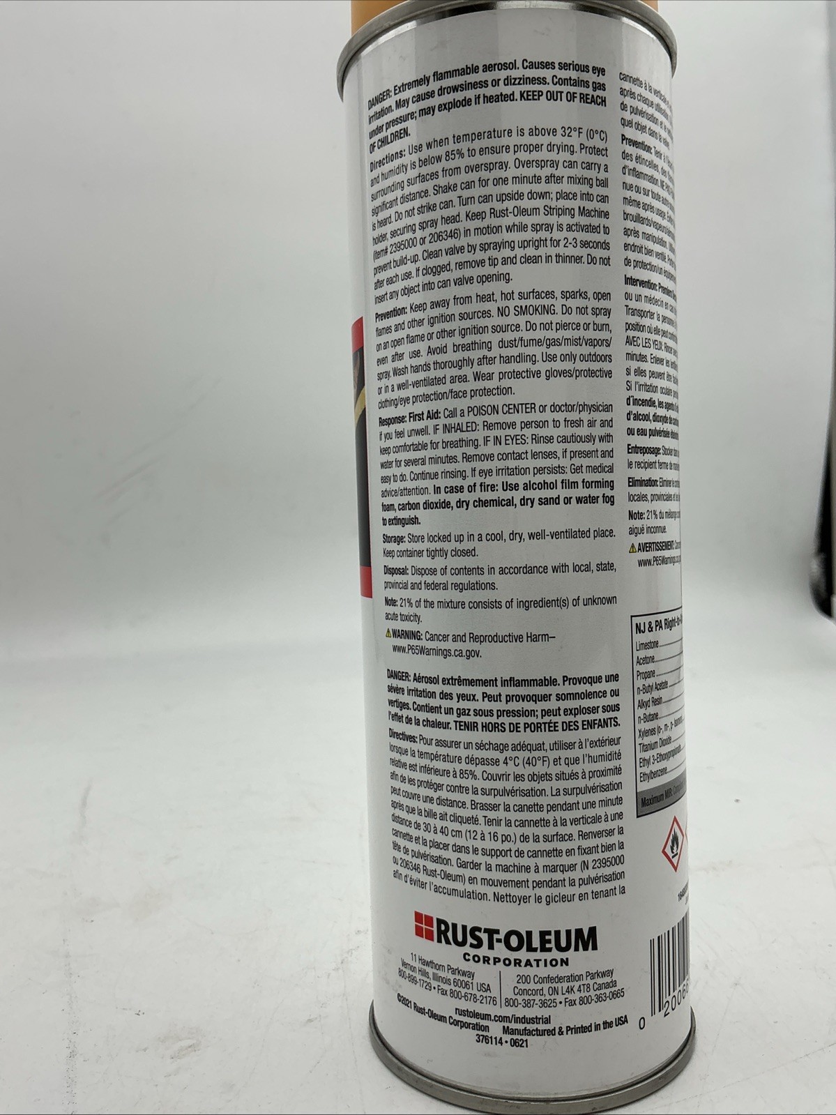 6 Pack, Rust-Oleum 1648838V Industrial Choice Striping Paint, 18 Oz, Yellow