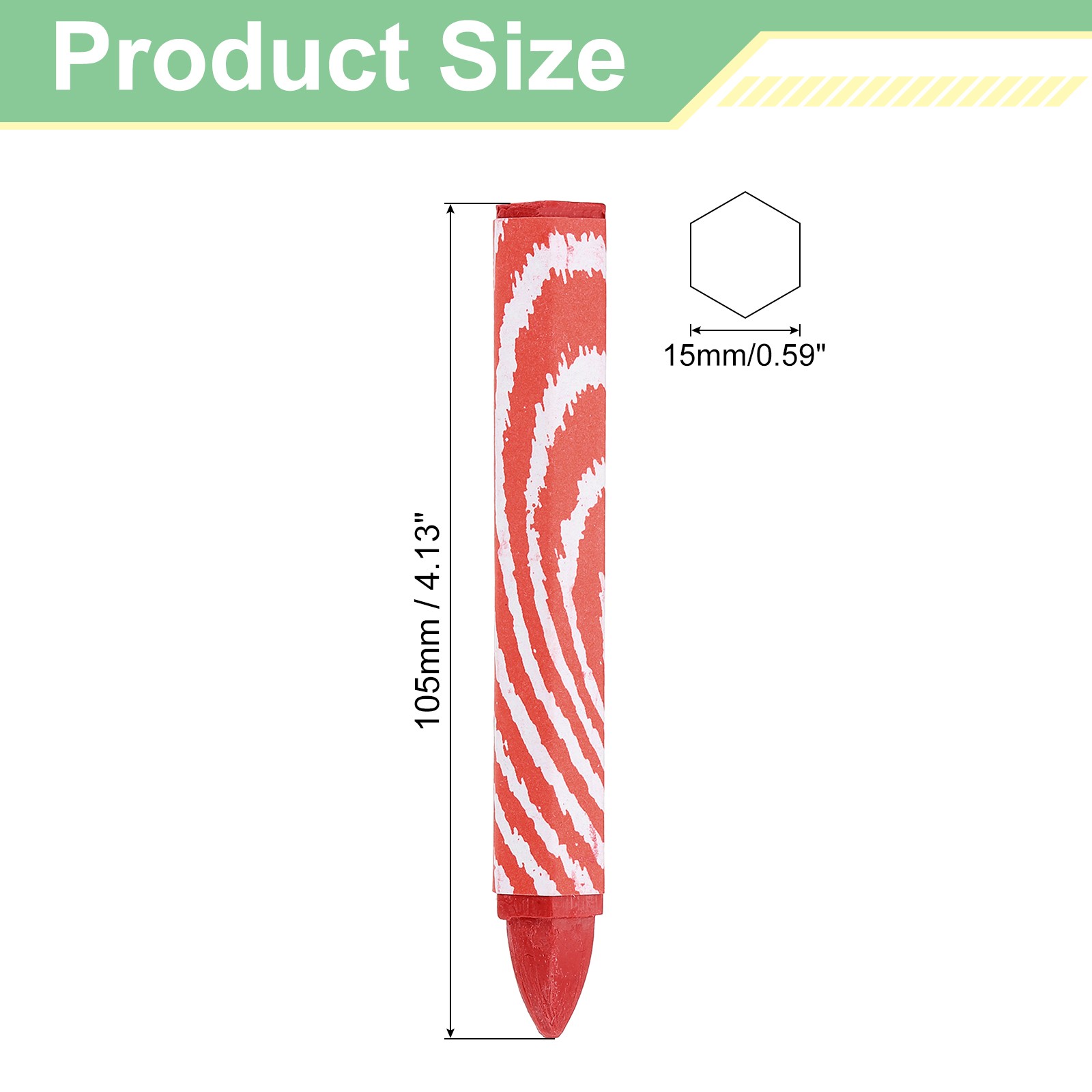 Lumber Marking Crayons, 6 Pcs Red Hex Wax Tire Marker, 4.1″ x 0.59″