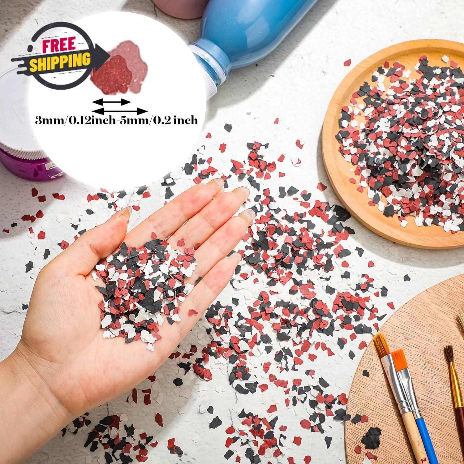 Decorative Color Chips Epoxy Flakes 3-5 Mm Red Black White 350g Blend Floor