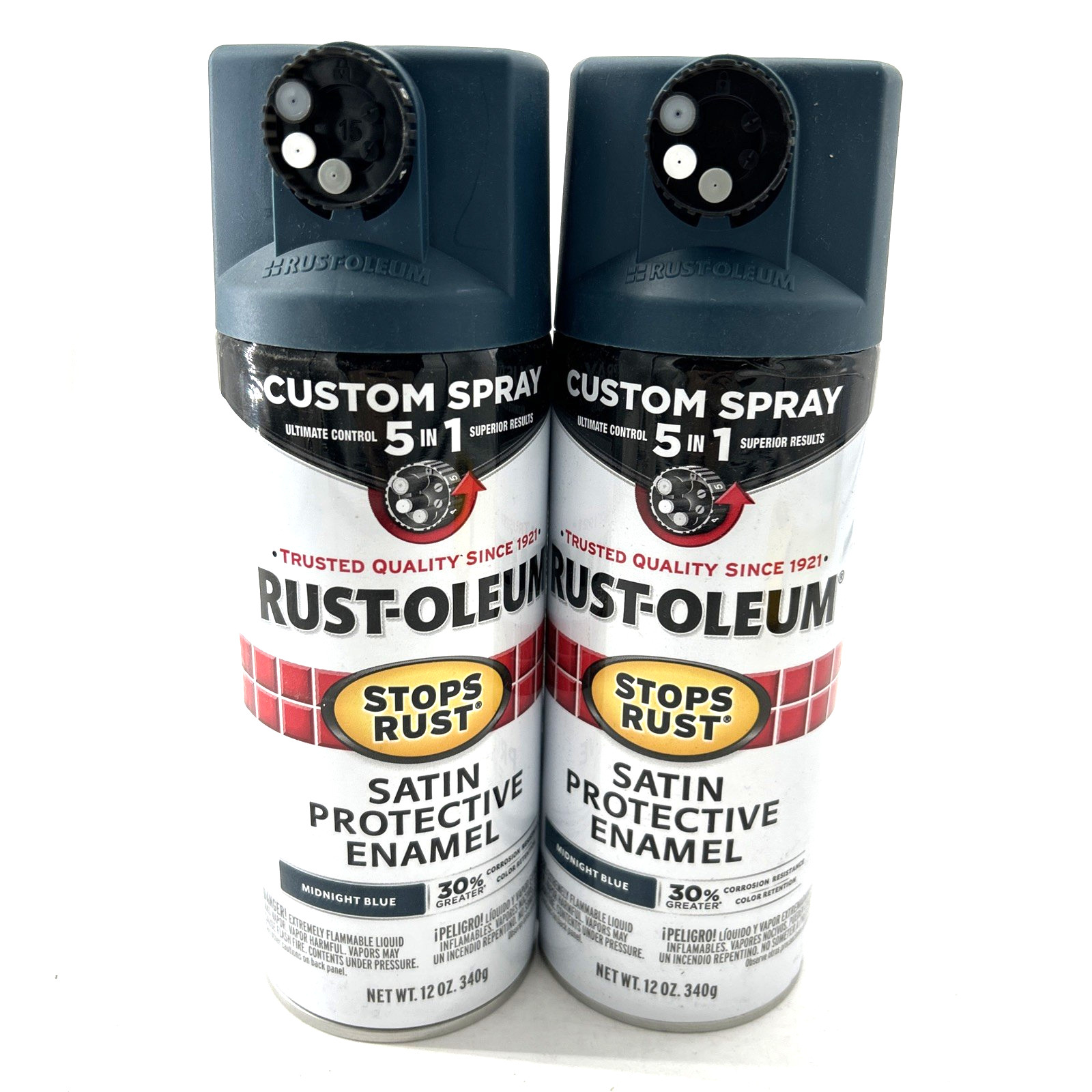 Rust-Oleum Satin Protective Enamel Spray Paint 12 oz Lot Of 2 Midnight Blue