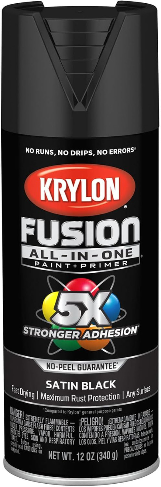Fusion All-In-One Adhesive Spray Paint for Indoor/Outdoor Use, 12 Oz, Black