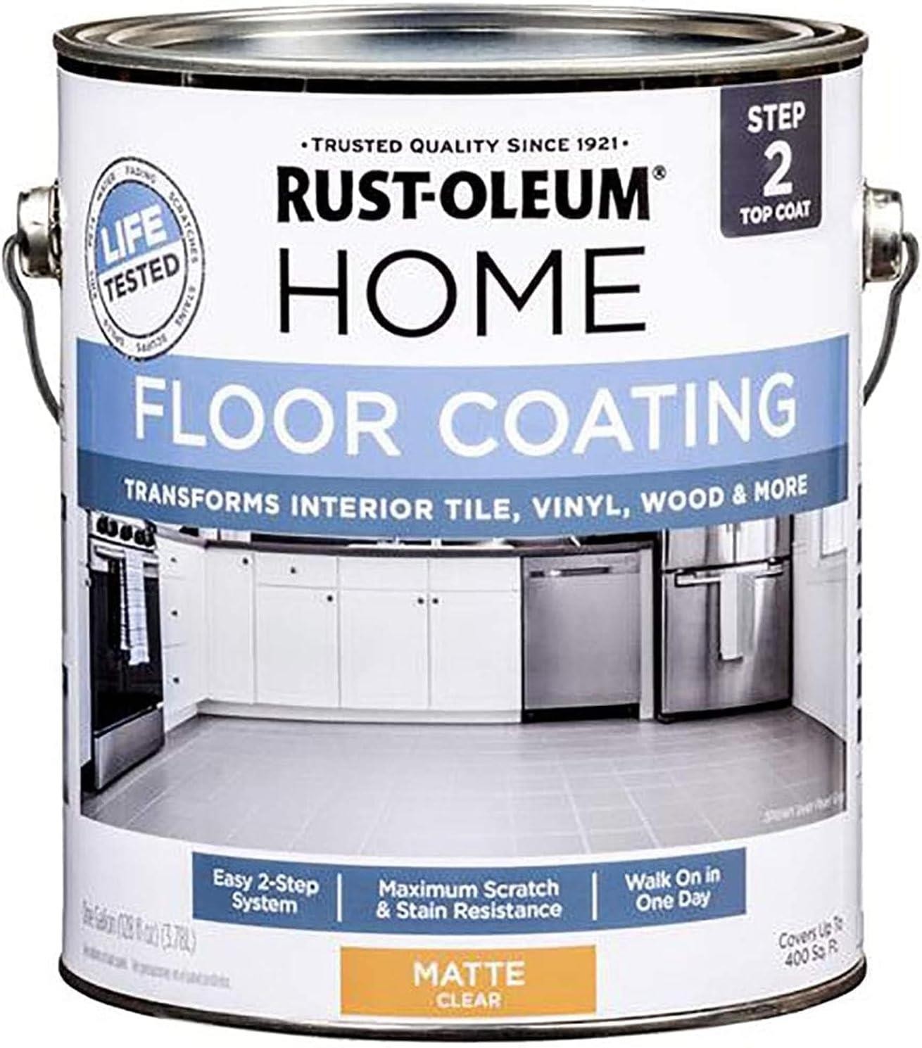 Rust-Oleum HOME Floor Coating, Top Coat (50 VOC), Matte, 1 Gallon – 358585