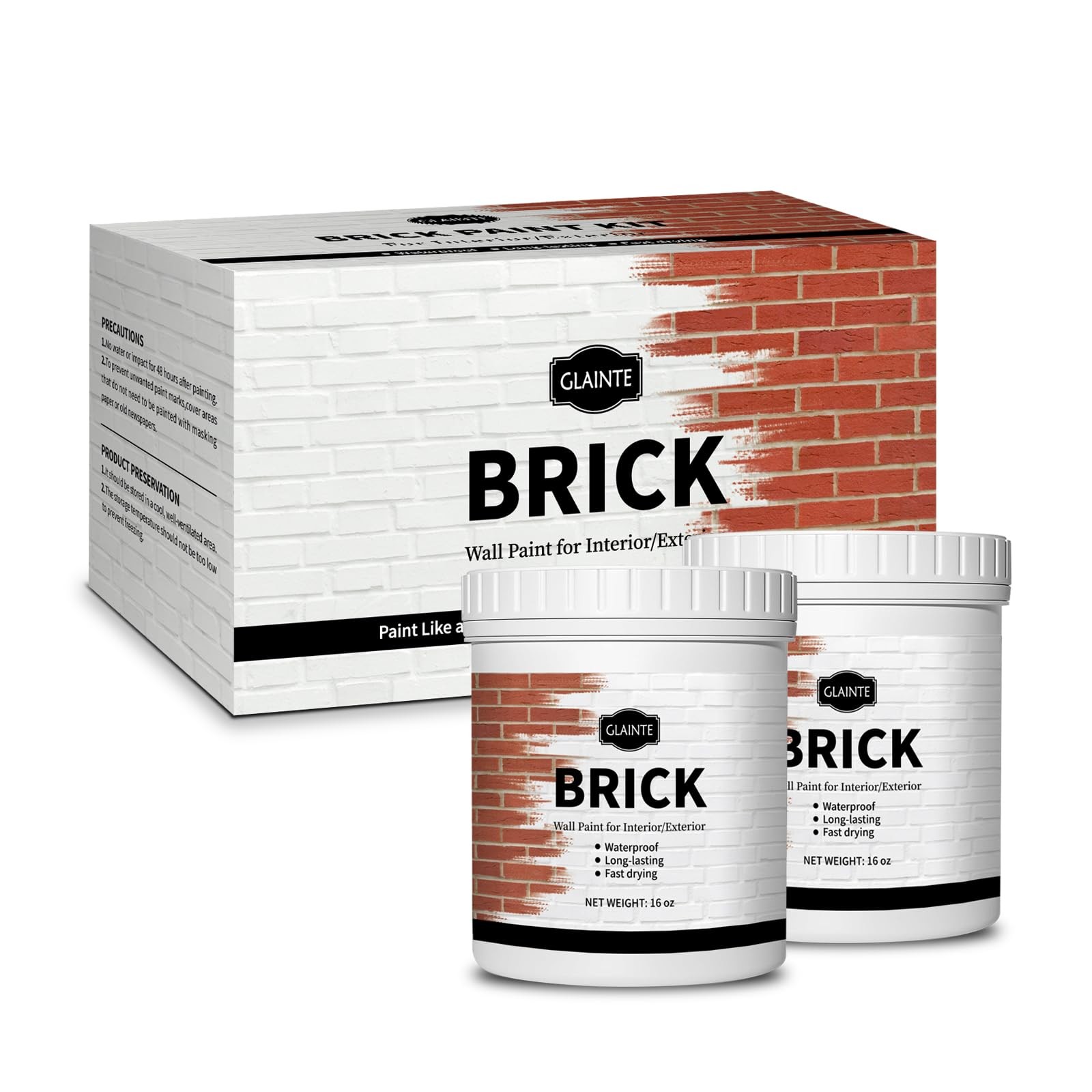 GLAINTE Brick Transformation Paint for Brick, Fireplaces, Walls, and Concrete…
