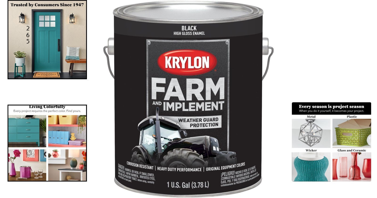 Krylon Farm Implement Brush On Paint High Gloss Black 1 Gallon