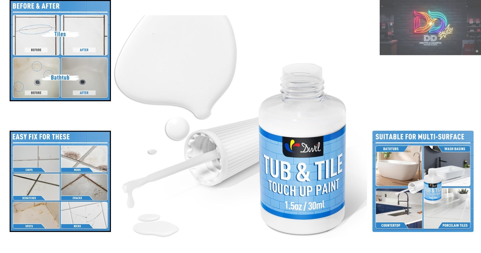QuickFix White Porcelain & Tile Repair Kit
