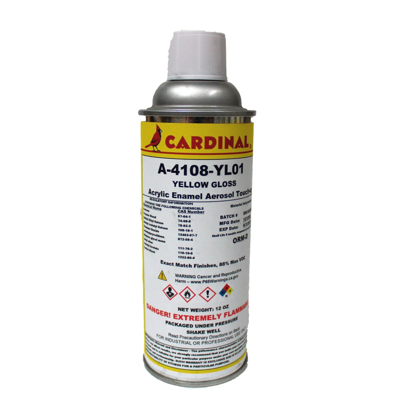 A-4108-YL01: Yellow Gloss Powder Coating Touch-Up Spray Paint Repair Refinishing