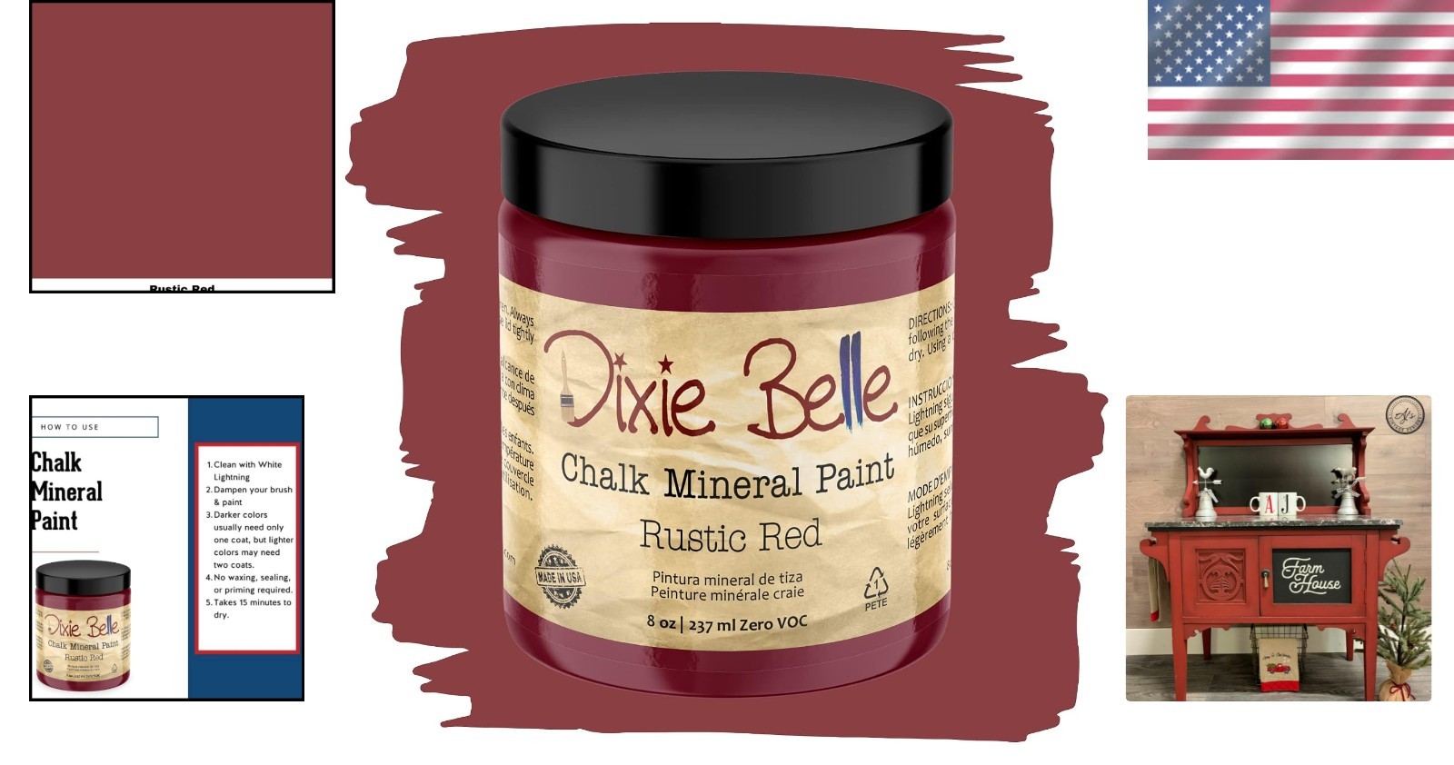 Rustic Red Chalk Paint 8oz | Fast-Drying, Fade Resistant for Cabinets & Decor