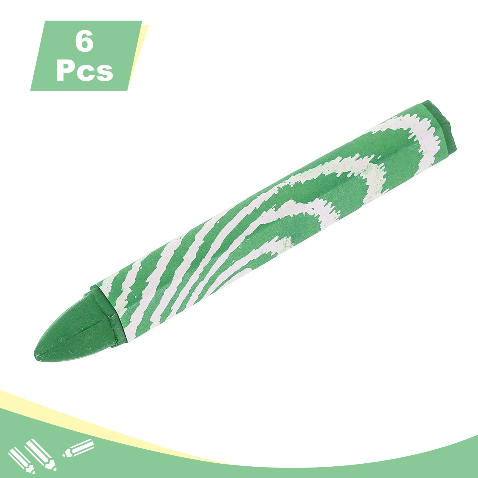 Lumber Marking Crayons, 6 Pcs Green Hex Wax Tire Marker, 4″ x 0.55″