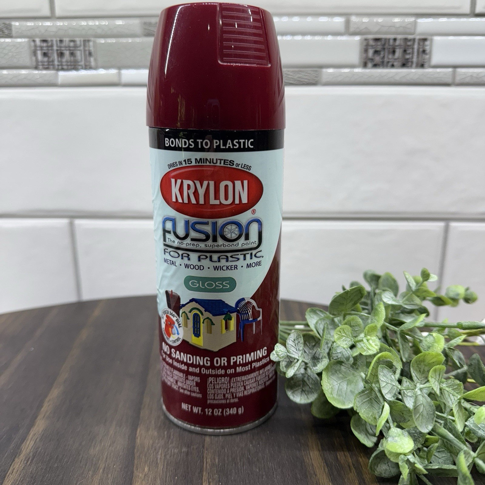 Krylon Fusion Spray Paint Can Burgundy Gloss Plastic Metal Wood New Discontinued