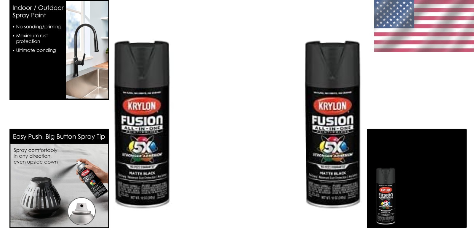 Rust Resistant Matte Black Spray Paint, 12 oz Pack of 2 for Indoor & Outdoor Use
