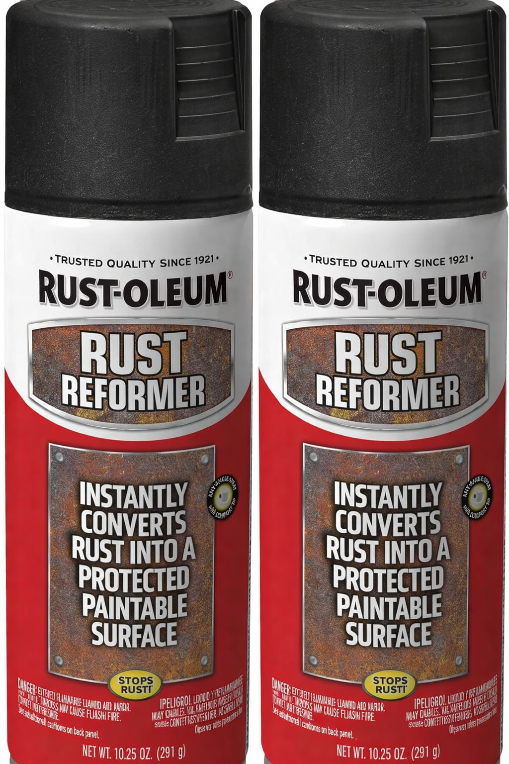 2 pack Rust-Oleum Stops Rust Converter Reformer Spray Flat Black Finish 10.25 oz