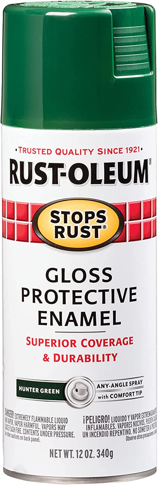 Rust-Oleum 7738830 Stops Rust Spray Paint, 12 oz, Gloss Hunter Green