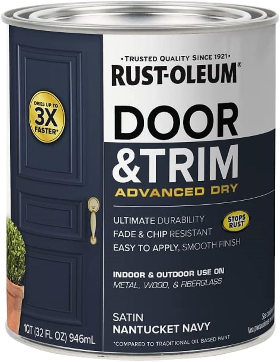 Rust-Oleum 369386 Advanced Dry Door & Trim Paint, Quart, Satin Nantucket Navy