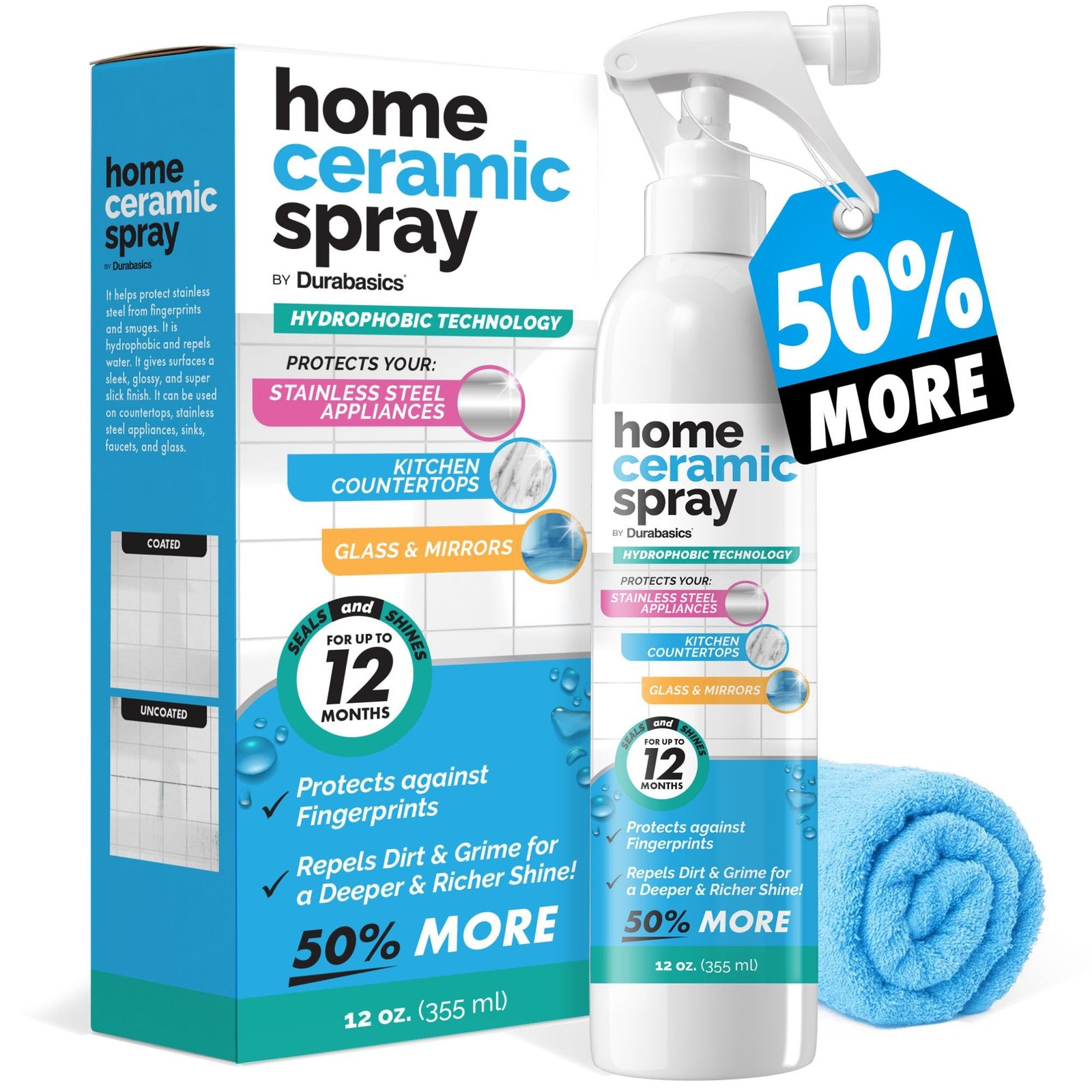 [12 Oz] Home Ceramic Coating Spray Kit – Shine, Seal & Protect Kitchen & Bath…