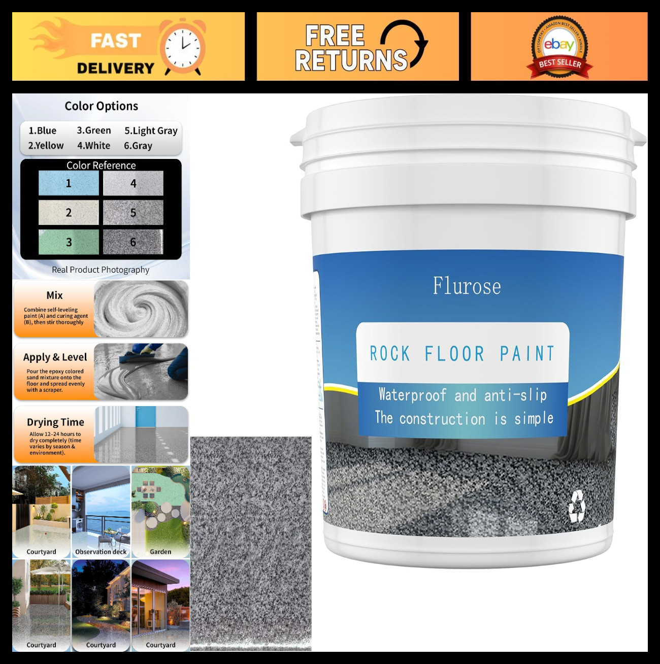High-Gloss Epoxy Floor Paint – Self-Leveling, Wear-Resistant, Non-Slip Finish, D