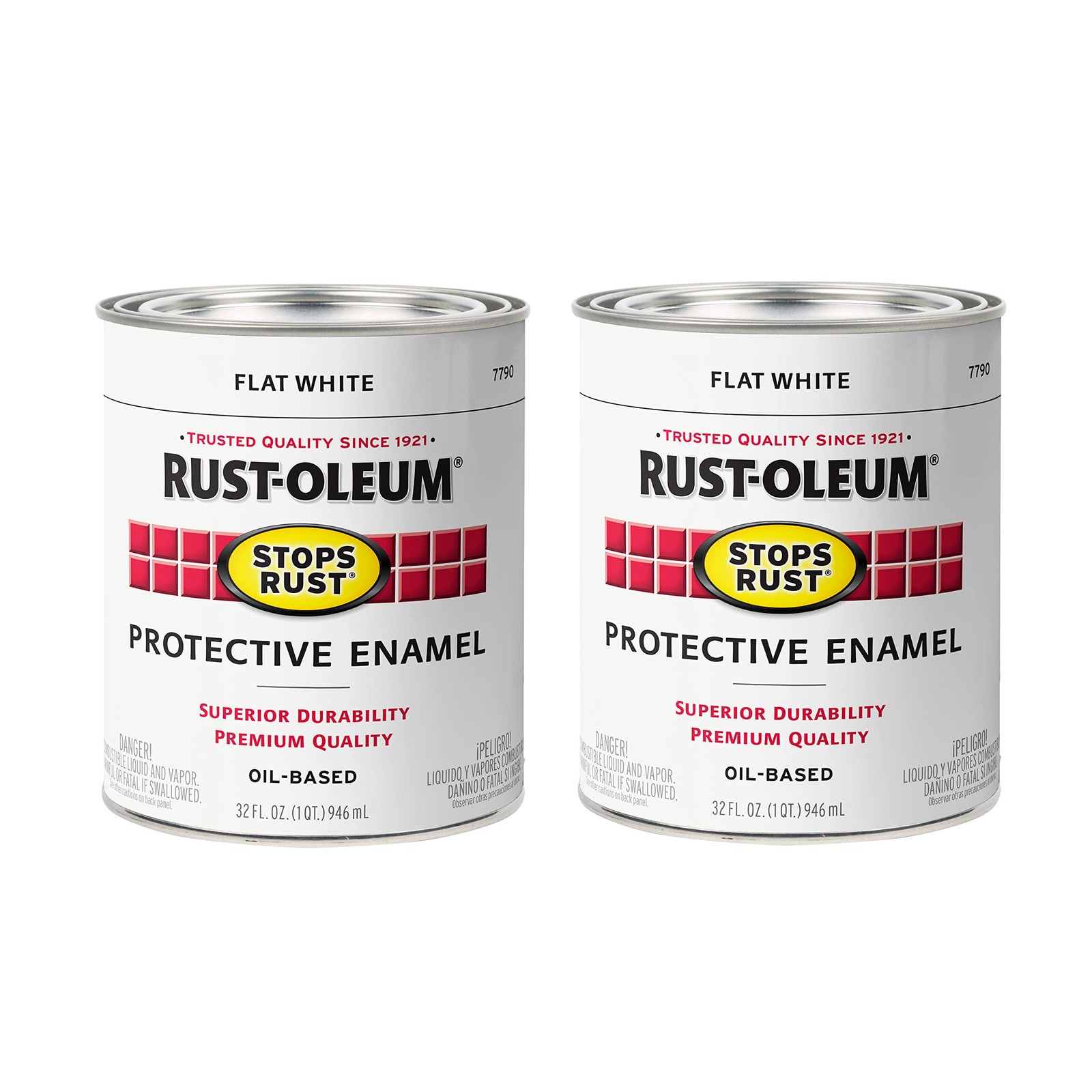 Rust-Oleum Stops Rust Enamel Paint 32 Fl Oz Pack of 2 Flat White 90 sq ft Cov…