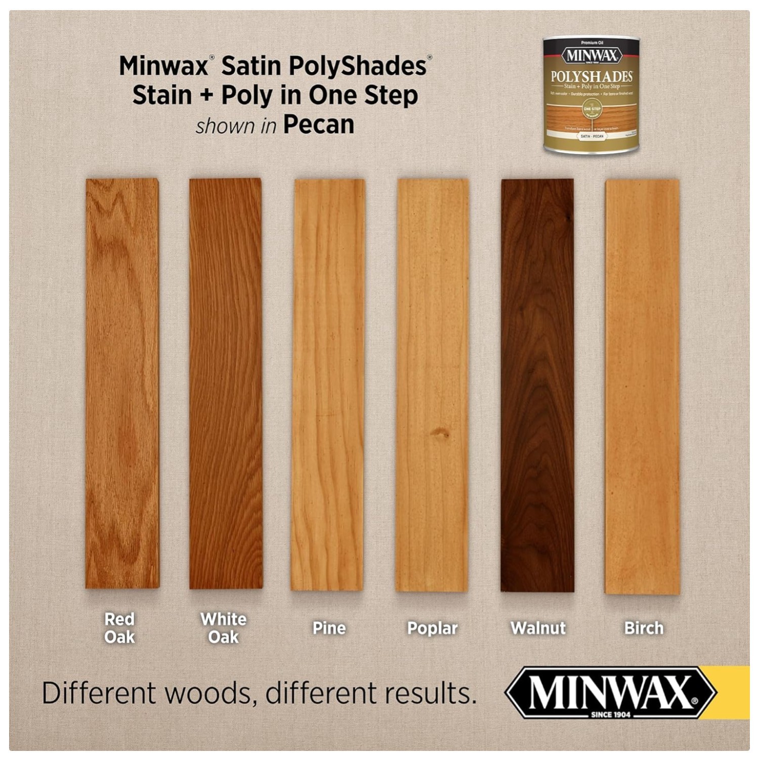 Minwax PolyShades Wood Stain + Polyurethane – Pecan Satin`/-^
