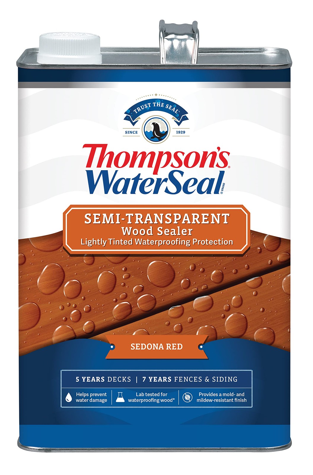 Thompson’s WaterSeal Semi-Transparent Waterproofing Wood Stain and Sealer, Sedon