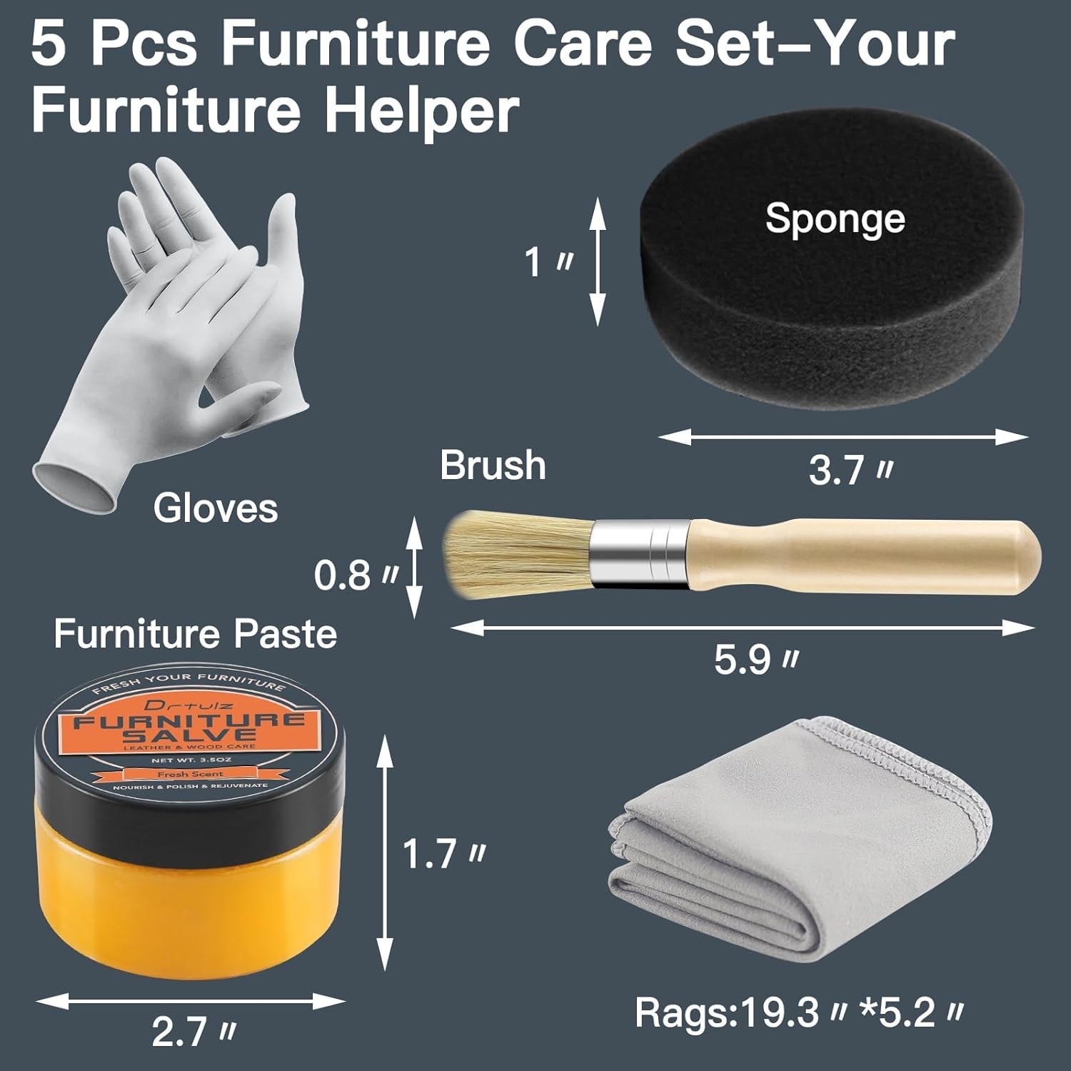 Furniture Salve with Beeswax & Orange Oil for Leather, Wood, Vinyl – 3-in-1 P…