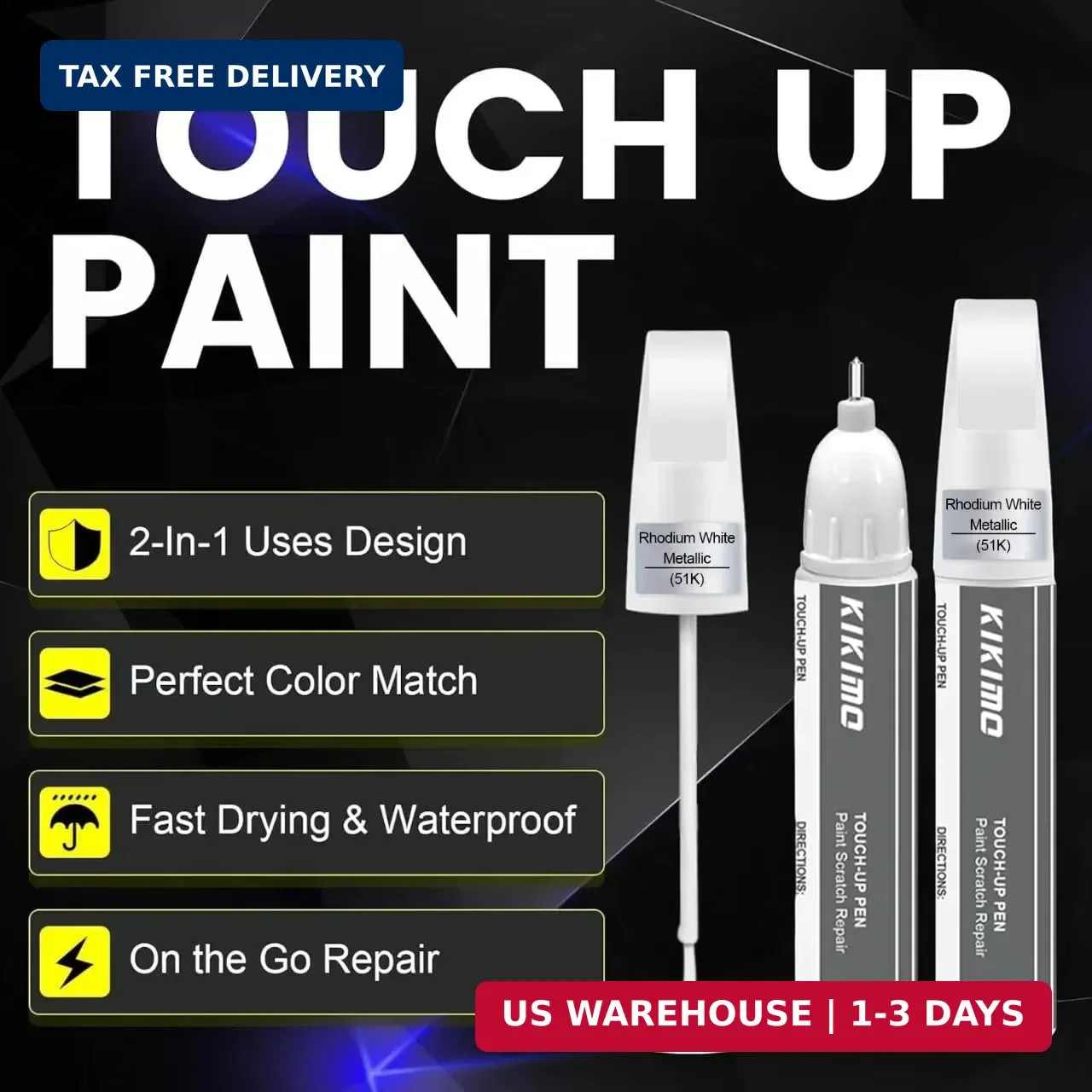 KIKIMO for Mazda Touch Up Paint(Rhodium White Metallic(51K)) | Car Paint Repair