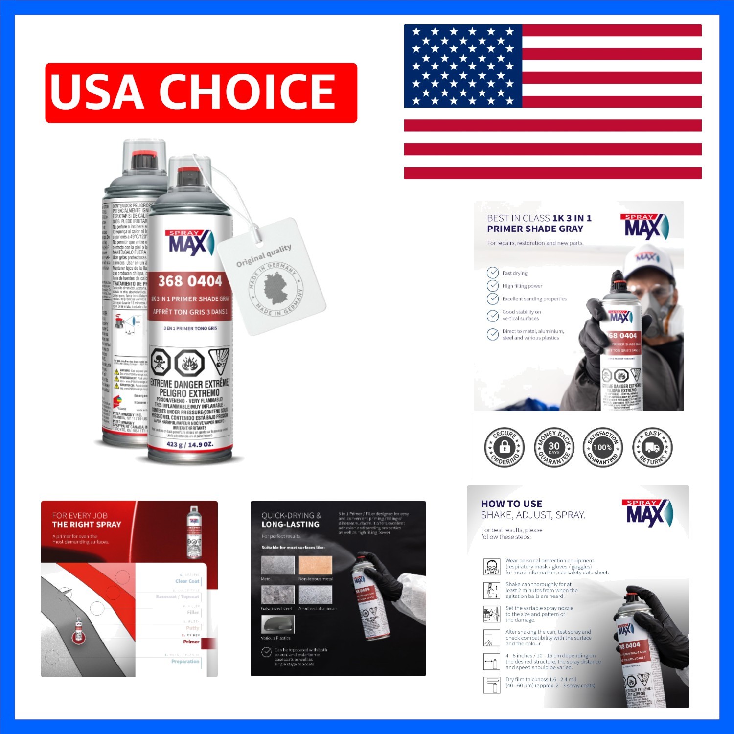 1K 3 in 1 Primer Gray | All-in-One Primer, Filler & Sealer for Metal, Aluminu…