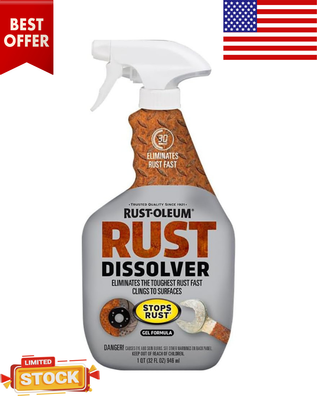 Rust Dissolver Trigger Spray Gel | Heavy-Duty Corrosion Remover for Metal Tools