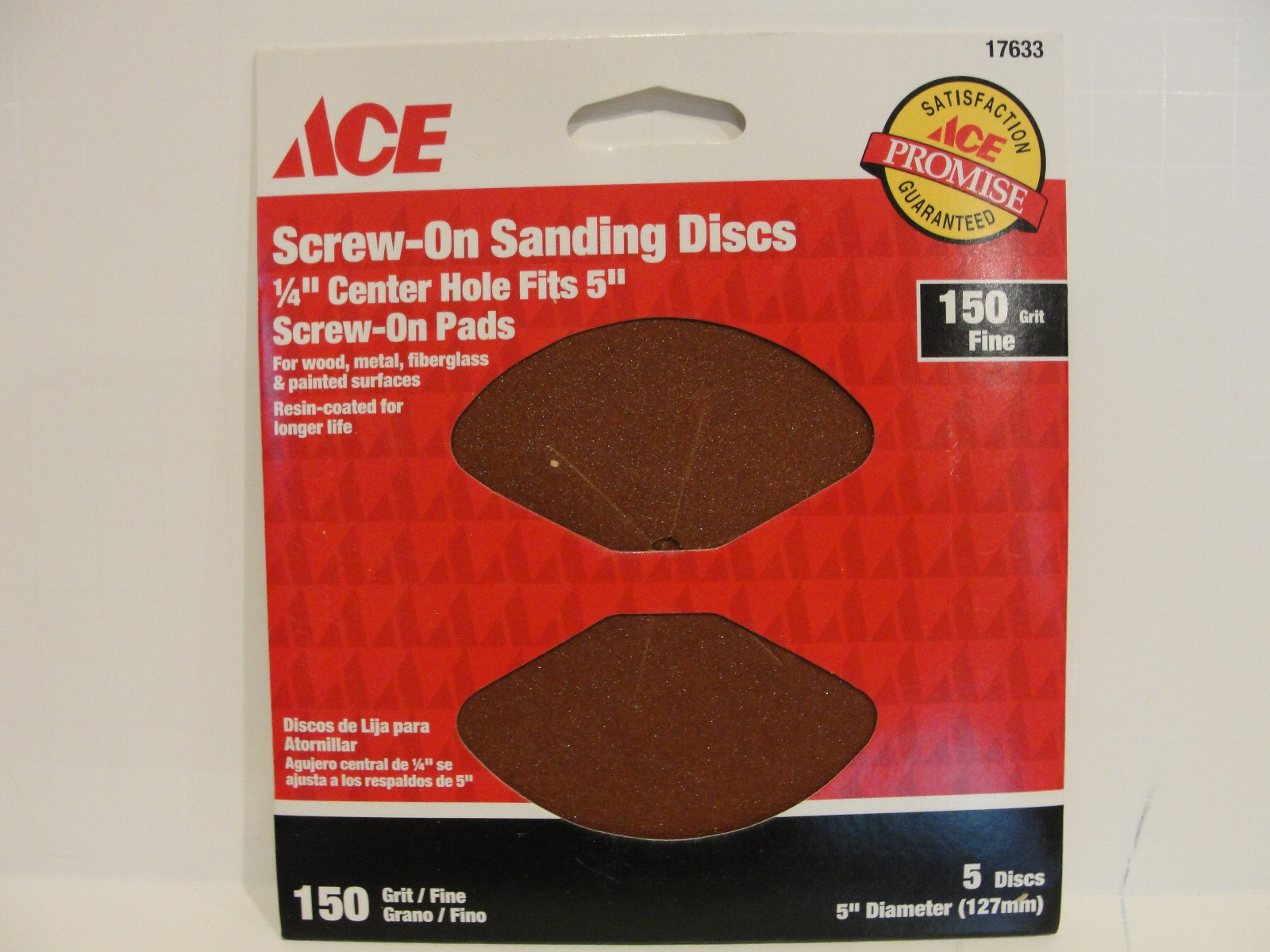 ACE Screw-On Sanding Discs 150 Grit Fine, 5 Discs, # 17633 *New*