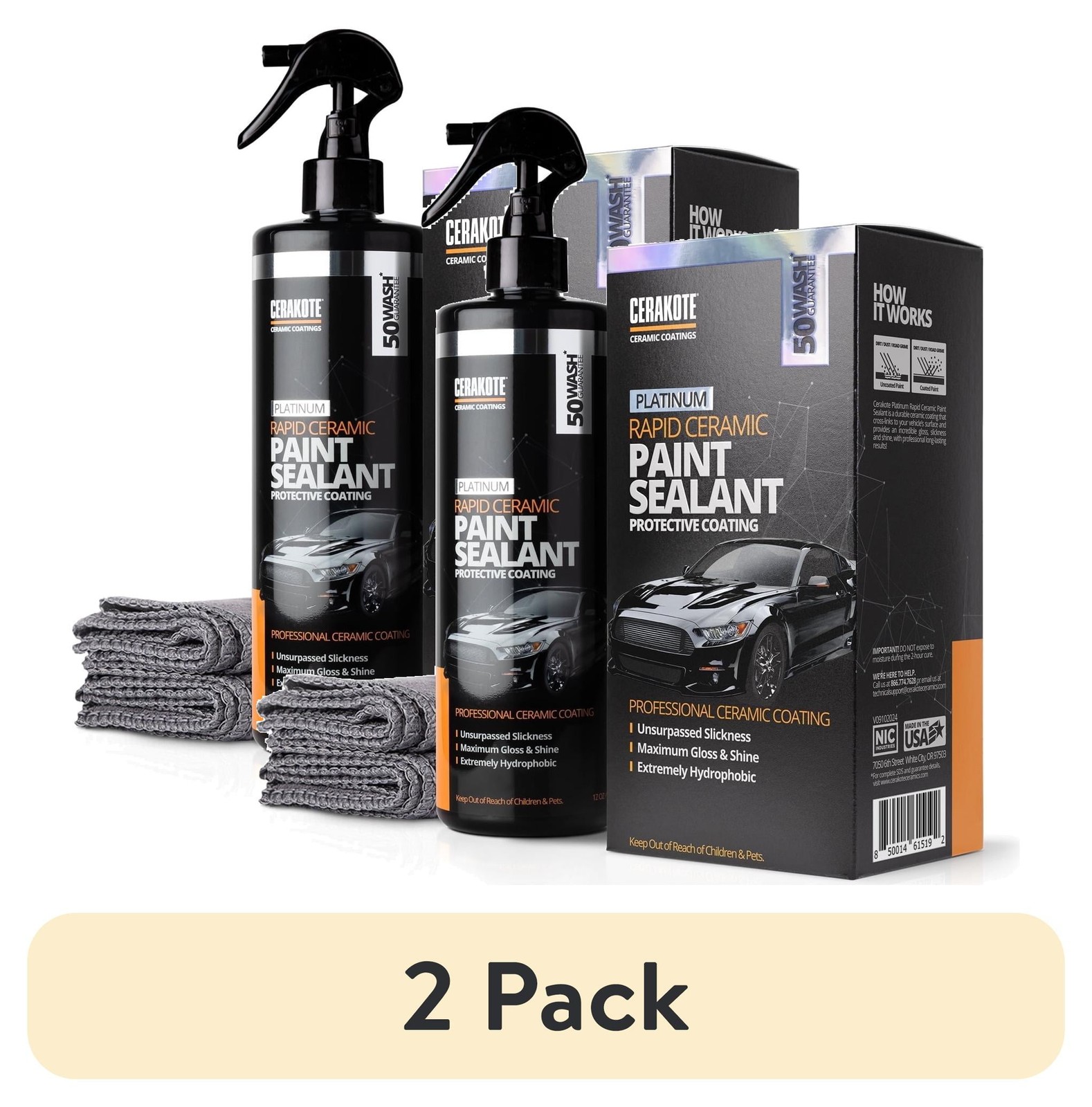 2 pack Platinum Rapid Ceramic Paint Sealant Kit High Gloss Protective Coating