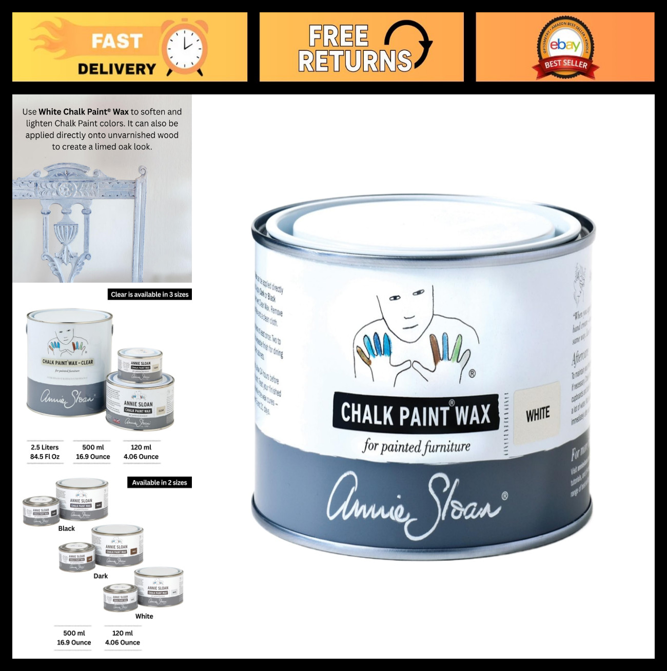 Chalk Paint Wax 500mL – White Protective Finish for Furniture | Seals & Enhances